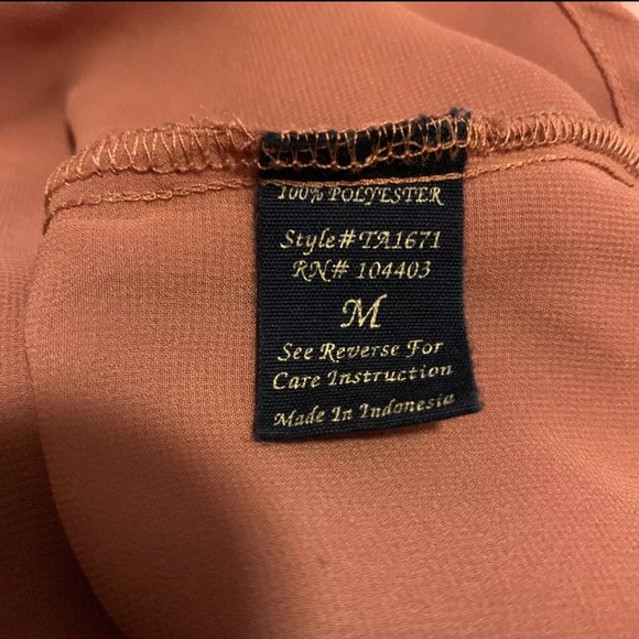 Mine Womens Top Blouse Ruffle Shirt Polyester Gold Buttons Orange Size Medium - Picture 8 of 8